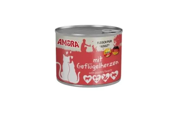 AMORA Cat Fleisch Pur Geflügelherzen 6 x 200g